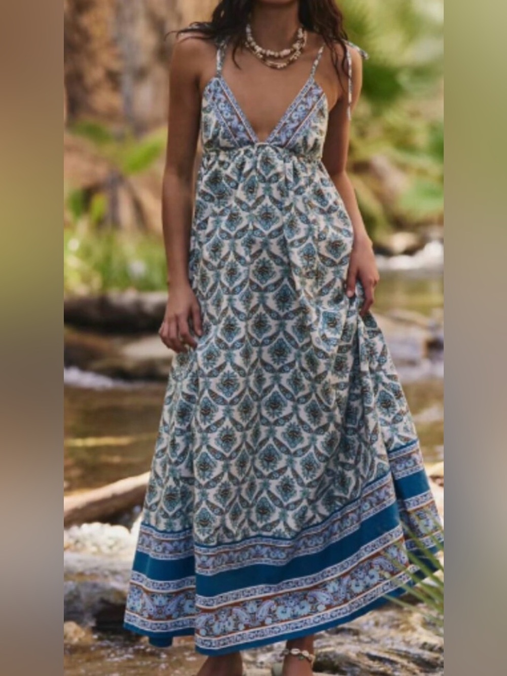 Free People Sorrento Stroll Printed Maxi Dress. NWT. Ivory